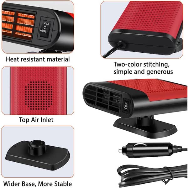 Defroster for Car Windshield, Car 12V Portable Electric Window Heater  Heating Dryer Windshield Fan Defroster Demister ABS(red)