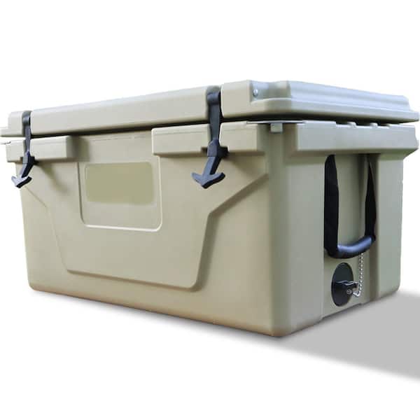 Xzkai 65 qt. Amping Ice Chest Beer Box Outdoor Fishing Cooler in Khaki