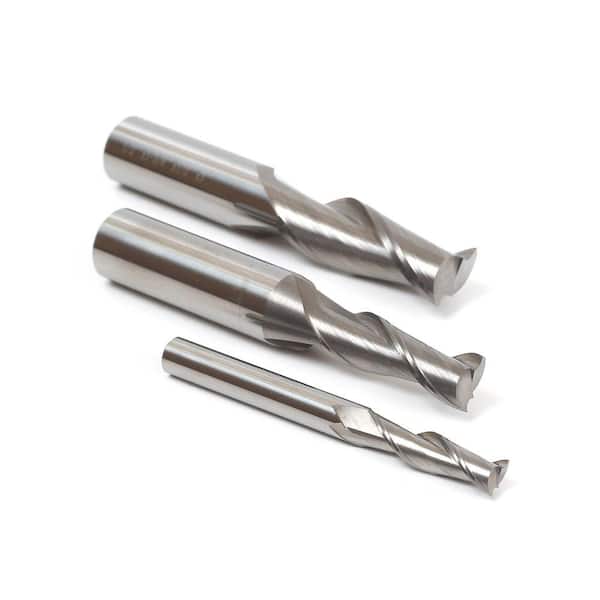1/2 in. Spiral End-Mill Shank Solid Carbide CNC Router Bit Set (3-Piece)