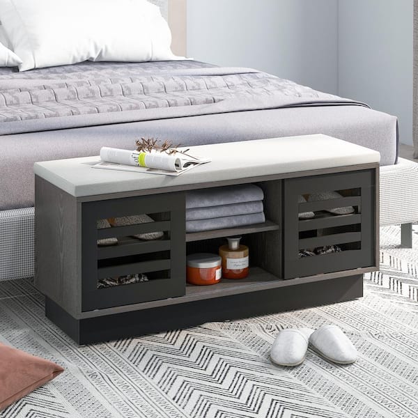 Costway Shoe Storage Bench With Cushion Shoe Storage Organizer Shoe Rack  Entryway Grey/natural : Target