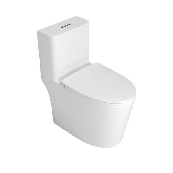 FUNKOL 12 in. Rought 1-Piece 1.1/1.6 GPF Dual Flush Elongated Toilet in White with Comfortable Seat Height, Powerful and Quiet