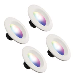85-Watt Downlight Smart Wi-Fi 5/6 in. 5000K LED Multicolor/Multi-White Light Bulb (4-Pack)