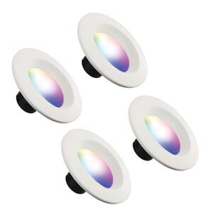 4 Pack 85W Downlight Smart Wi-Fi 5/6 Inch 5000K LED Multicolor/Multi-White Light Bulb