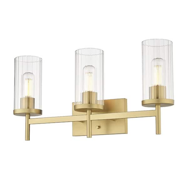 Winslett 23.13 In. 3 Light Brushed Champagne Bronze Vanity Light with Clear Glass Shade