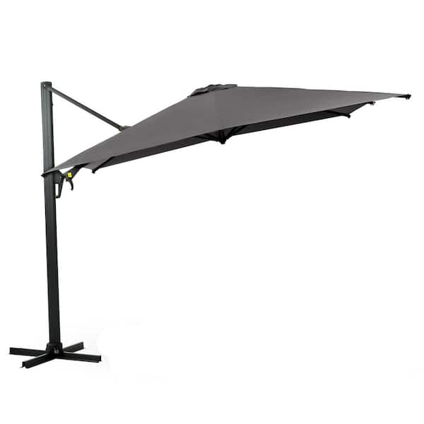 Tidoin 10 ft. Metal Cantilever Tilt Patio Umbrella in Gray without Base