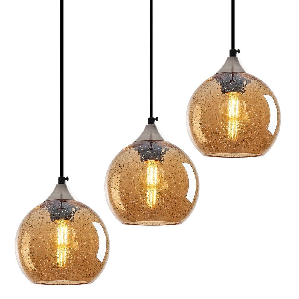 Home Lighting ‎60 Watts 1 Light 5. 9in Amber Glass Pendant Light for Kitchen Island Bedroom, No Bulbs Included, 3Pack price history on PriceWatchPro