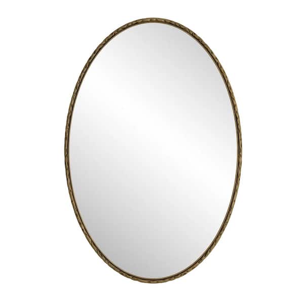 Avex Gold 26 in. W x 39 in. H Art Deco Oval Iron Framed Mirror
