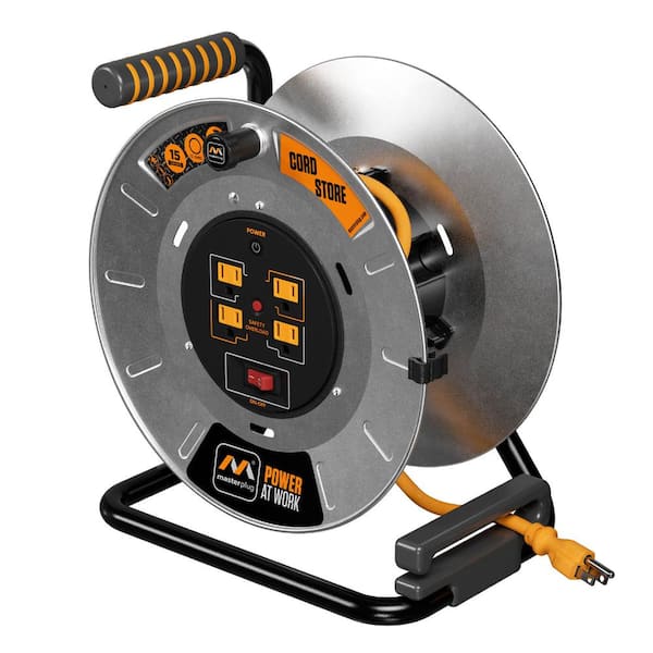 Open Reel 1 ft. 12 AWG/3 15amp Extension Cord Reel with 4 Grounded Outlets