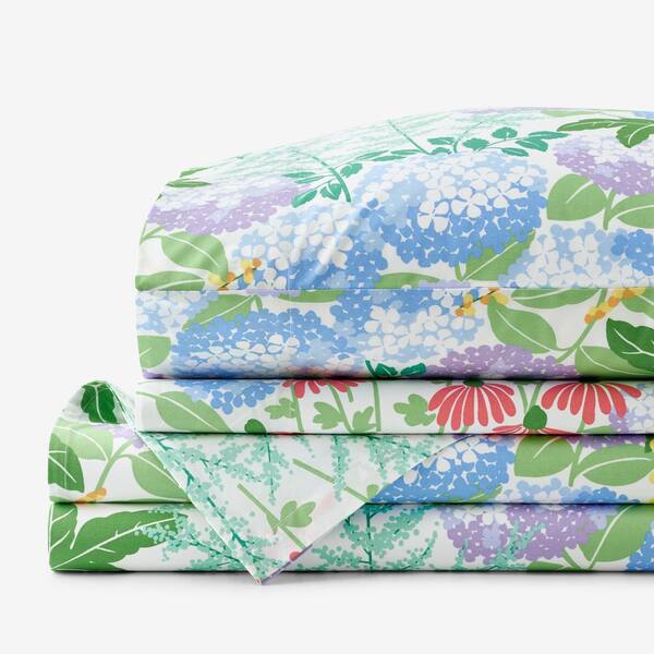 The Company Store Company Cotton Floral Blossom White Multi Cotton Percale Queen Sheet Set