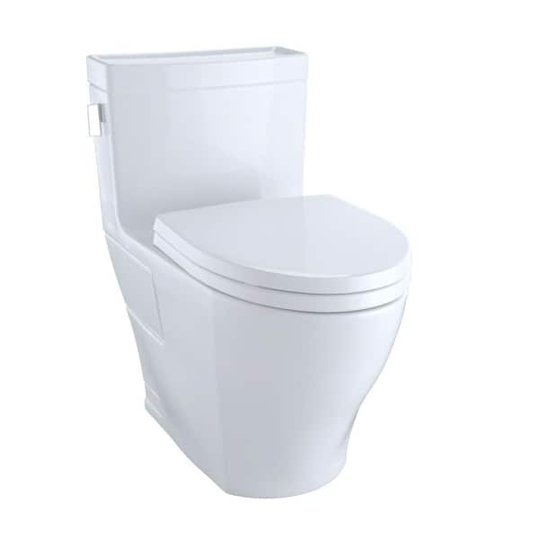 TOTO Legato 1-Piece 1.28 GPF Single Flush Elongated Skirted Toilet with CeFiONtect in Cotton White