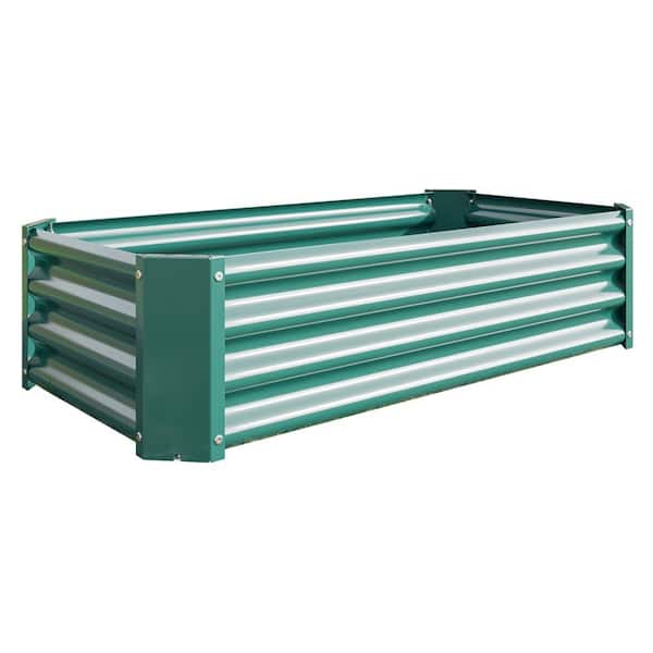 Unbranded 11.8 in. Tall 4 ft. x 2 ft. Green Metal Raised Garden Bed Kit for Vegetables Flowers Ground Planter Box Planter Bed