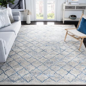 Brentwood Light Gray/Blue 11 ft. x 15 ft. Distressed Border Area Rug