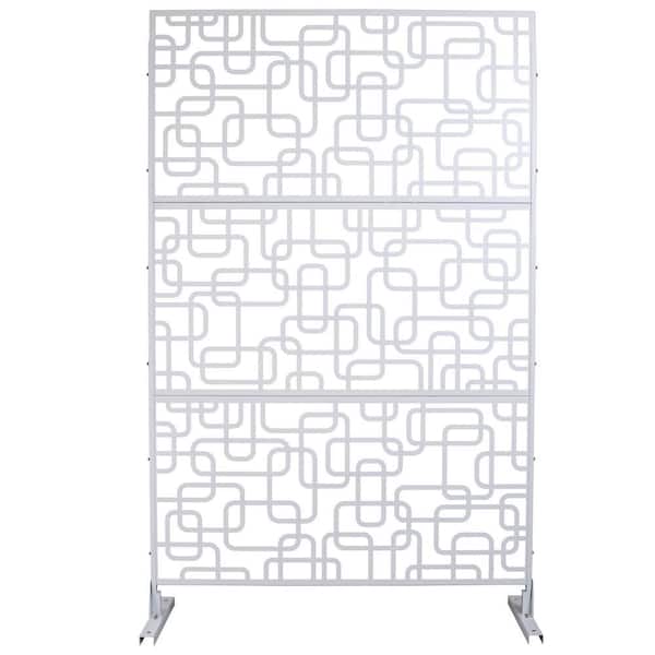 6.3 ft. H x 4 ft. W White Metal Privacy Screen Freestanding Decorative Privacy Fence Panels for Garden (3 Panels)