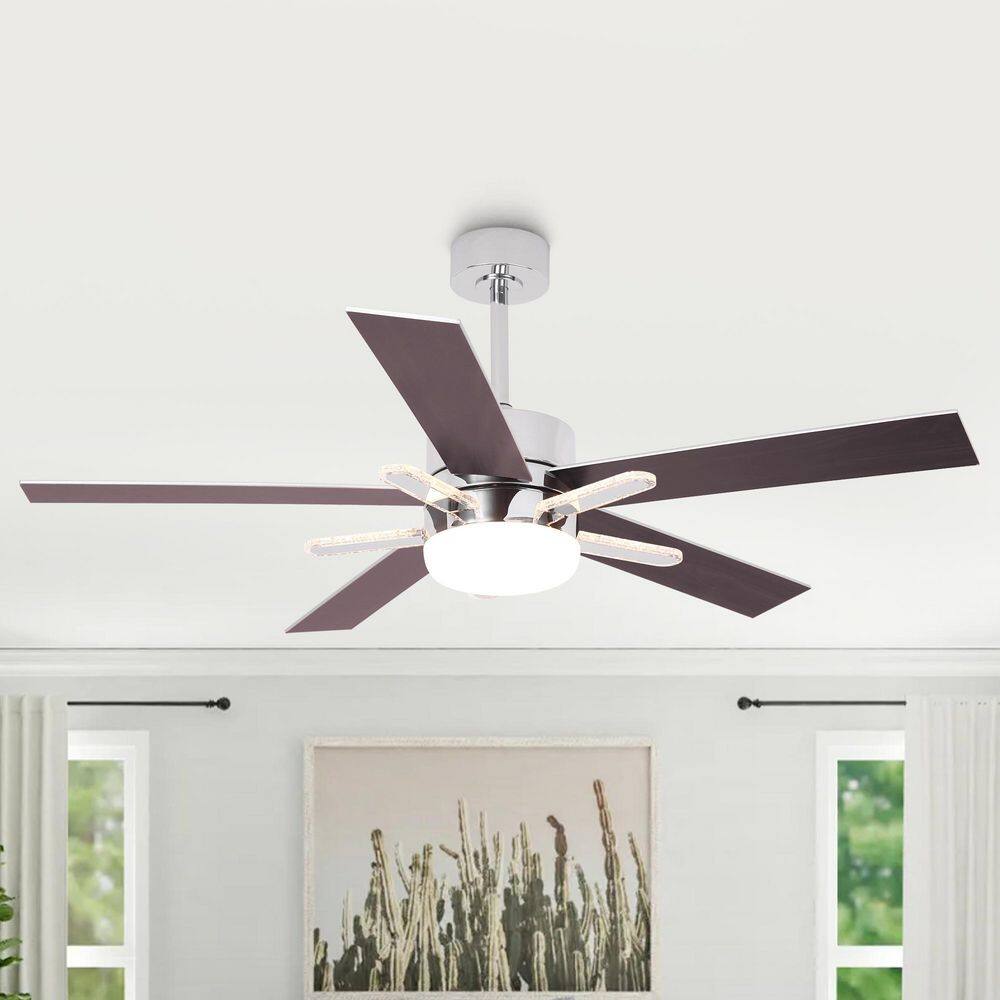 52 in. Indoor Integrated LED Chrome Ceiling Fan with Light and Remote price history on PriceWatchPro