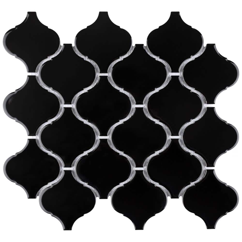 Metro Lantern Glossy Black 9-1/2 in. x 10-3/4 in. Porcelain Mosaic Tile (7.3 sq. ft./Case) price history on PriceWatchPro