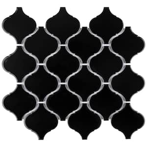Metro Lantern Glossy Black 9-1/2 in. x 10-3/4 in. Porcelain Mosaic Tile (14.53 sq. ft. /Case)