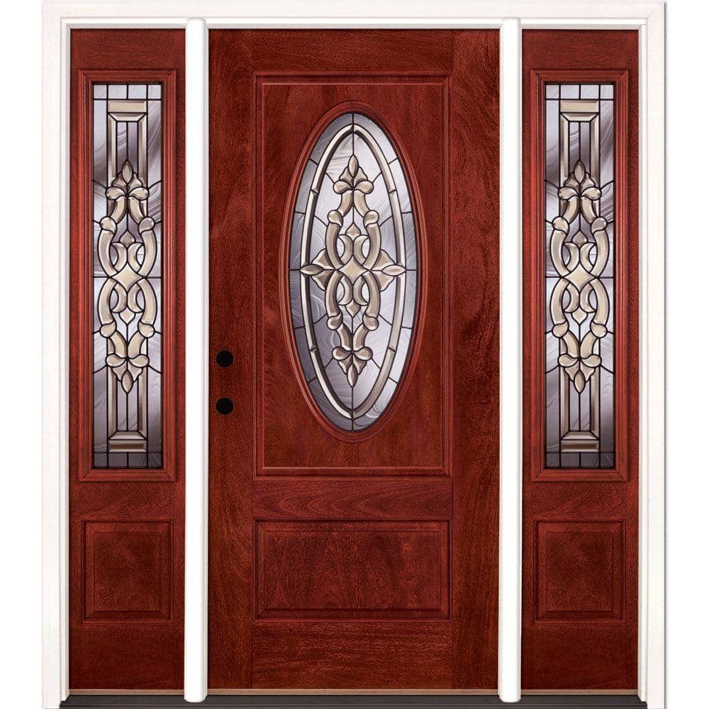 67.5 in.x81.625in.Silverdale Patina 3/4 Oval Lt Stained Cherry Mahogany Rt-