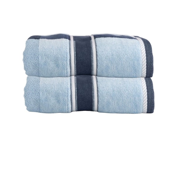 2-Piece Luxury Cotton Bath Towels, Navy