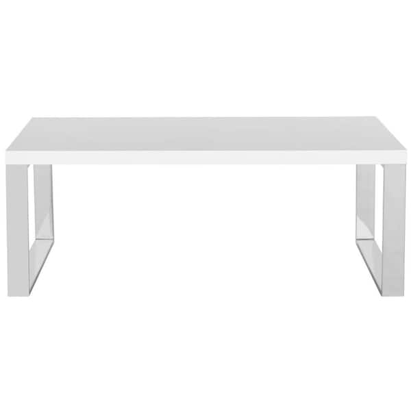 SAFAVIEH Rockford 44 in. White Large Rectangle Wood Coffee Table