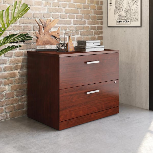 Locking Legal Size File Cabinet Cherry Wood  Furniture Home Office 2 Drawer S 