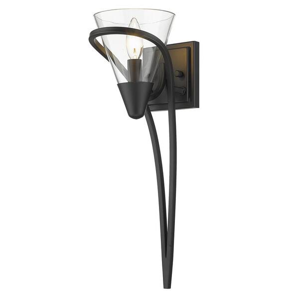 Golden Lighting - Olympia 1-Light Matte Black Clear Glass Wall Sconce
