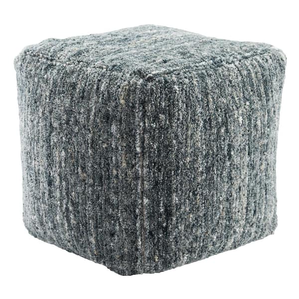 Unbranded Shaelyn Solid Light Blue/ Gray Cube Pouf