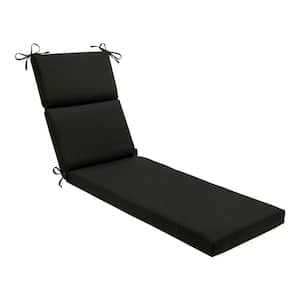 Solid 21 x 28.5 Outdoor Chaise Lounge Cushion in Black Fortress