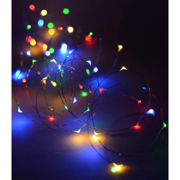 Feit Electric Fairy Indoor 30 ft. LED 100-Light Multi-Color Silver Wire USB  or Battery Operated String Light with Remote FY30-100/USB/RGB/SLV