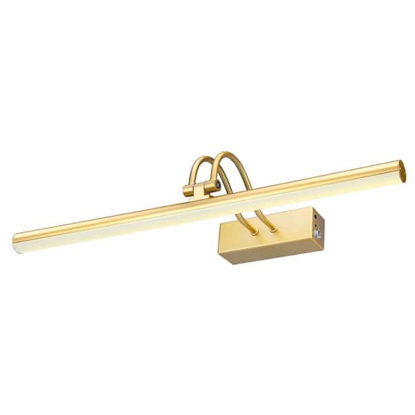 Minimalist Rechargeable 16 in. Wall Mounted Gold LED Picture Light with Remote Control