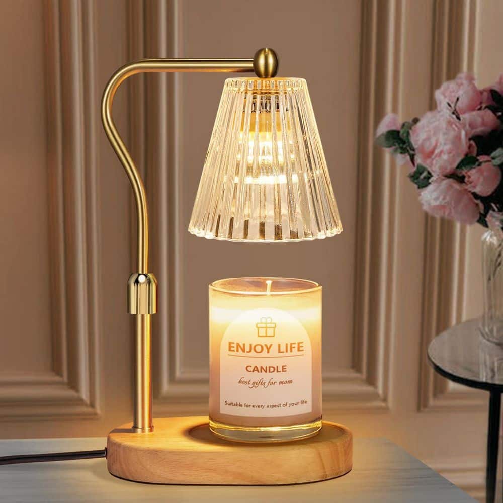 BeamBox 11.2 in. Amber Candle Warmer Table Lamp with Timer, Dimmer