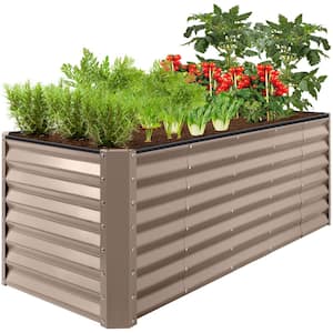 8 ft. x 2 ft. x 2 ft. Taupe Rectangular Steel Raised Garden Bed Planter Box for Vegetables, Flowers, Herbs