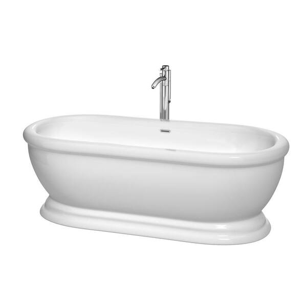 Wyndham Collection Mary 5.7 ft. Acrylic Classic Flatbottom Non-Whirlpool Bathtub in White