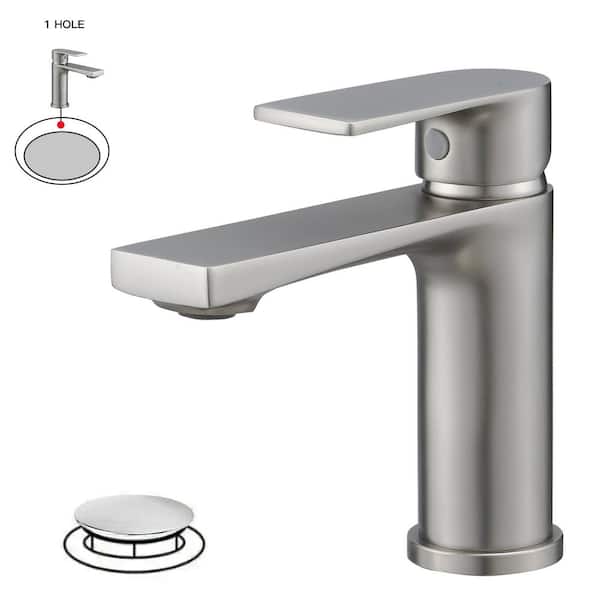 BWE Single Handle Single Hole Modern Bathroom Faucet for Sink Drip-Free Vanity Sink Faucet in Brushed Nickel