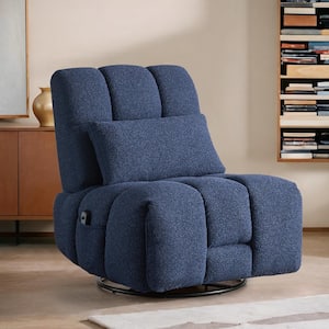 Ignatius Blue Fabric Swivel Rocker Power Recliner Chair with Metal Frame and Storage Pocket for Living Room(Set of 2)