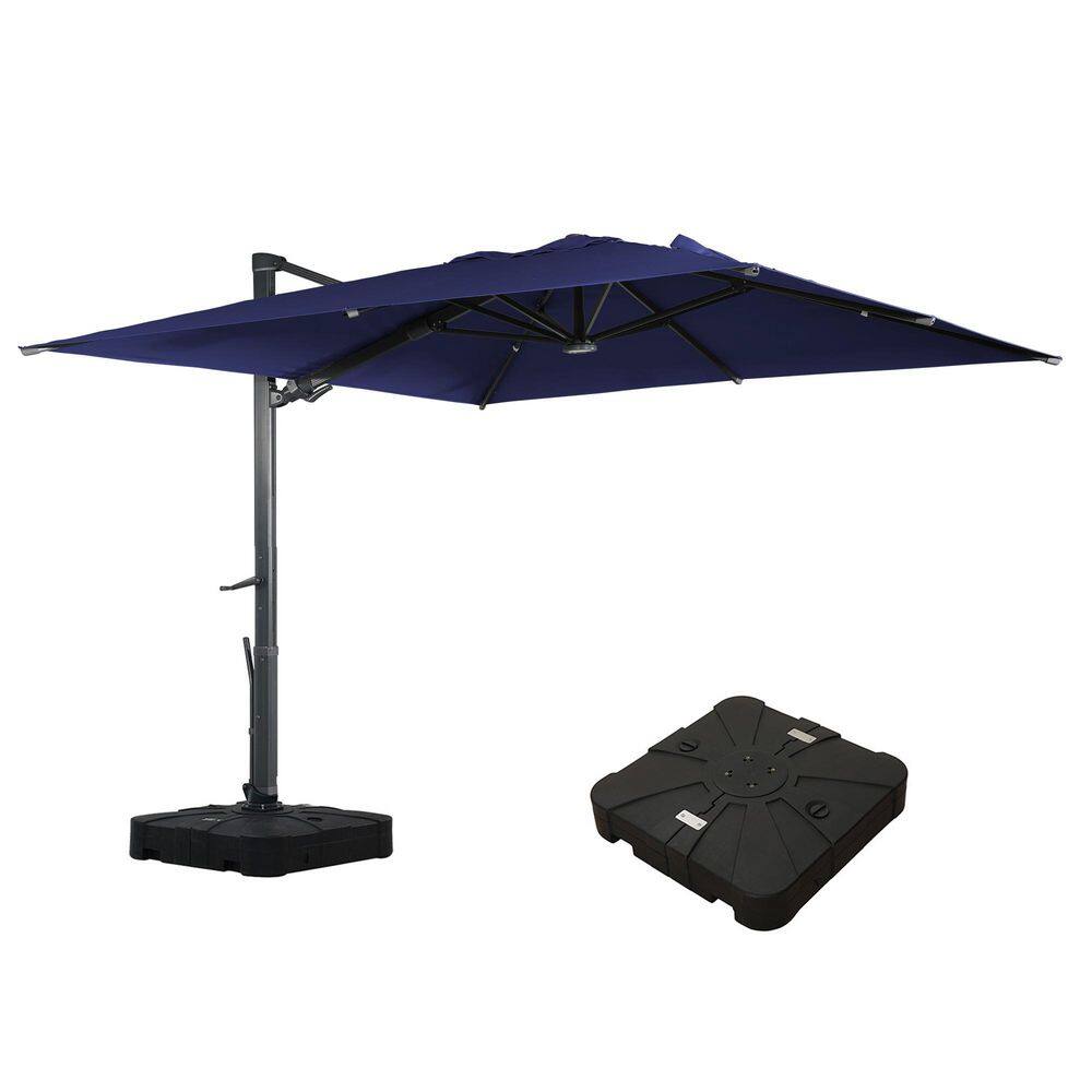 10 ft. Square Aluminum Cantilever Patio Umbrella with LED Light and Wheeled Base in Navy Blue price history on PriceWatchPro
