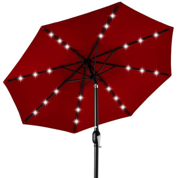 Best Choice Products 10 ft. Market Solar LED Lighted Tilt Patio Umbrella w/UV-Resistant Fabric in Red