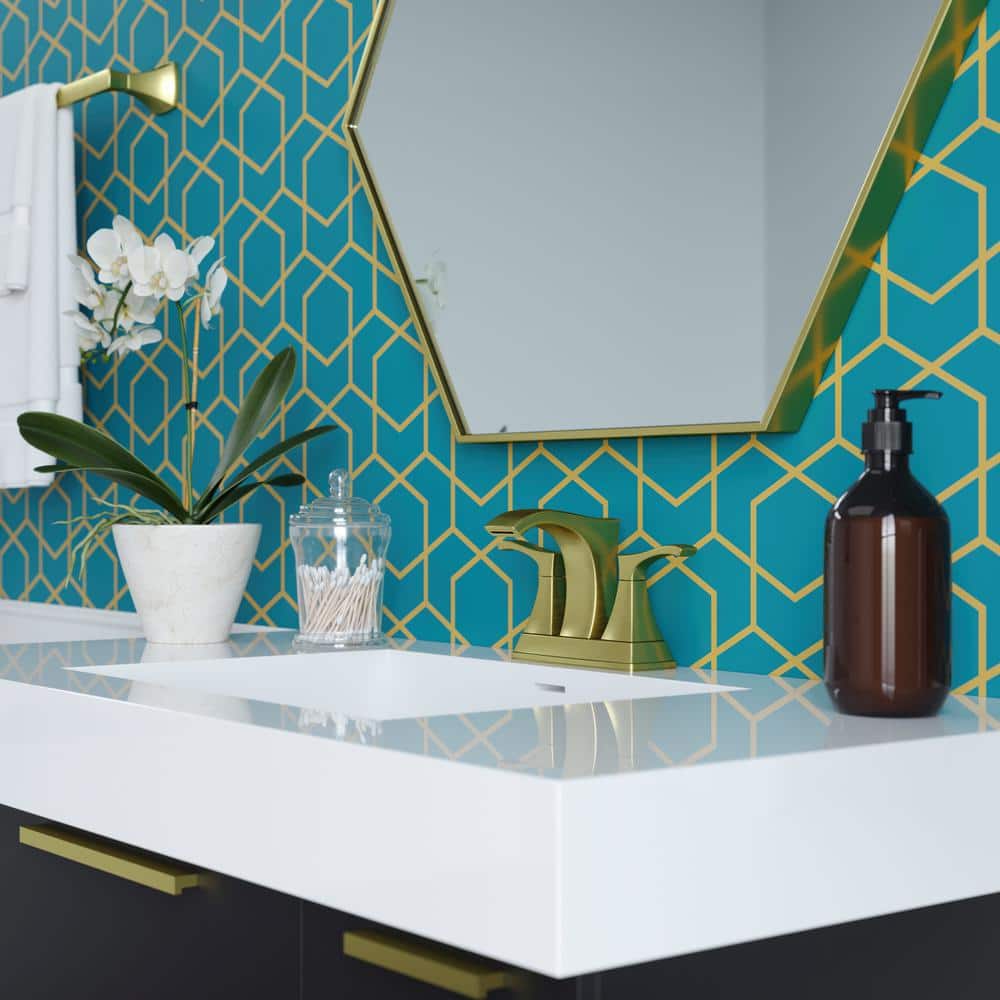 Brushed Gold Double Handle High Arc Bathroom Faucet