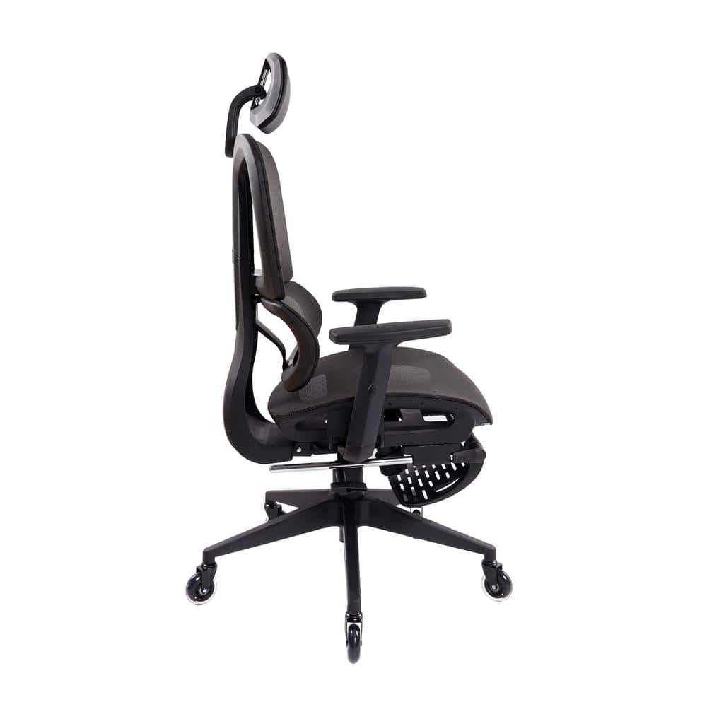 Black Ergonomic Mesh Office Chair with Adjustable Arms and Footrest