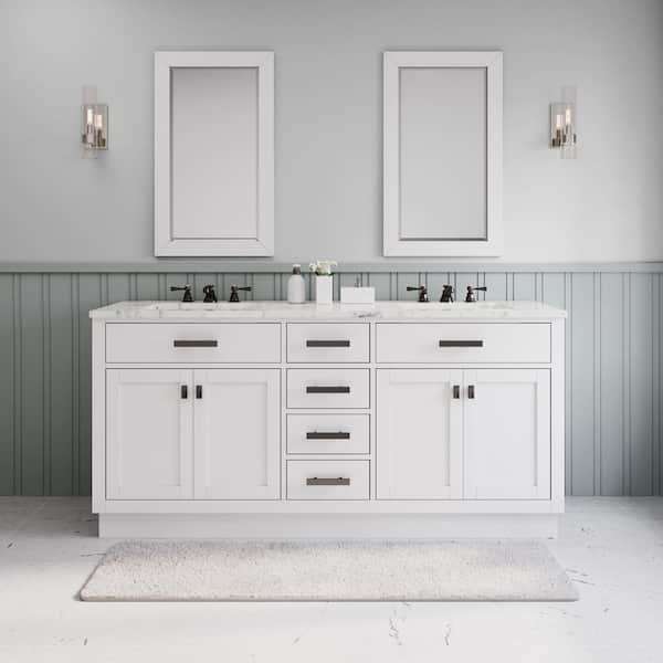 Water Creation Hartford 72 In. W x 22 In. D Bath Vanity in White with Marble Vanity Top with White Basin