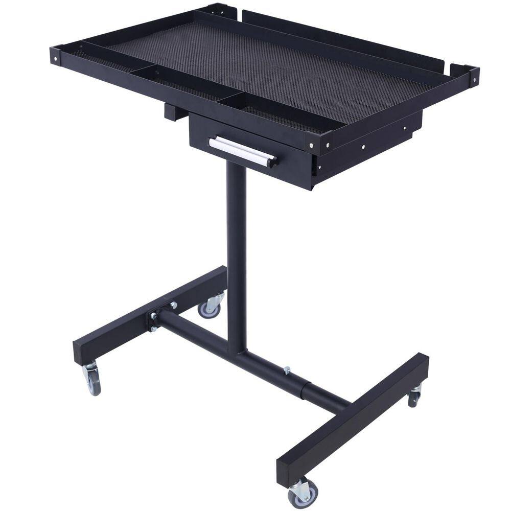 Heavy Duty 20 in. W 29 in. D 1 Tray+1 Drawer Black Adjustale Height Mobile Workbench Cabinet with Metal Top price history on PriceWatchPro