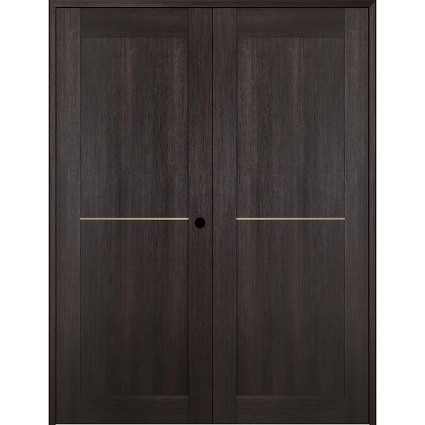 Belldinni Vona 07 1H Gold 72 in. x 80 in. Left Hand Active Veralinga Oak Wood Composite Double Prehung Interior Door