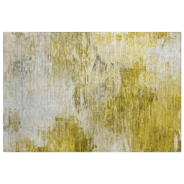 Dream Shag Premium Machine Washable Abstract ADS595 Gold 2 ft. x 3 ft. Accent Rug