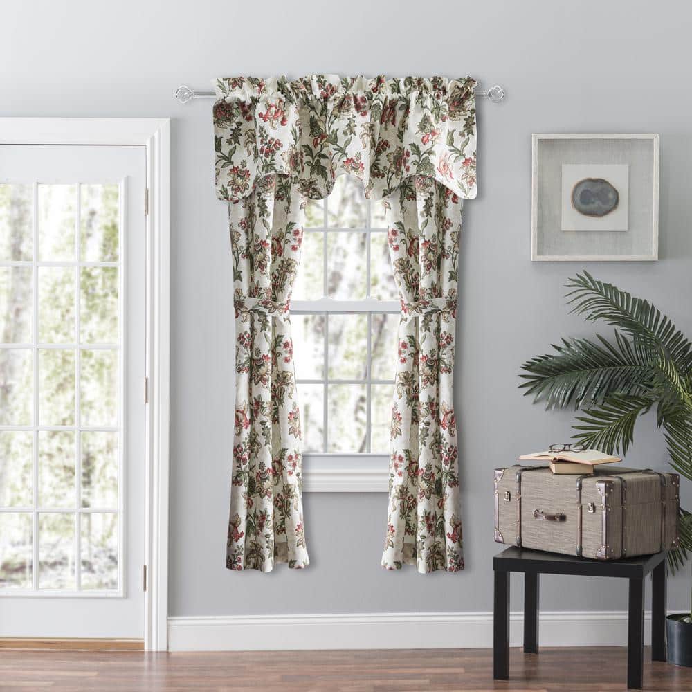 Madison Floral Brick Cotton Polyester Rod Pocket Curtain Panel Pair