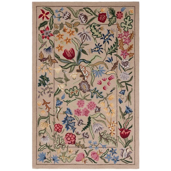 Chelsea 5 ft. x 8 ft. Beige/Pink Oversized Floral Area Rug