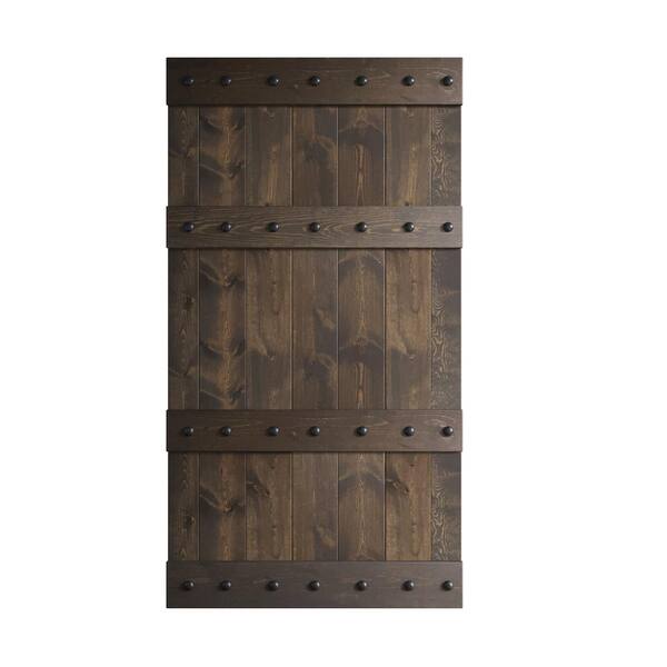 COAST SEQUOIA INC Castle Series 42 in. x 84 in. Smoky Gray DIY Knotty Pine Wood Sliding Barn Door Slab