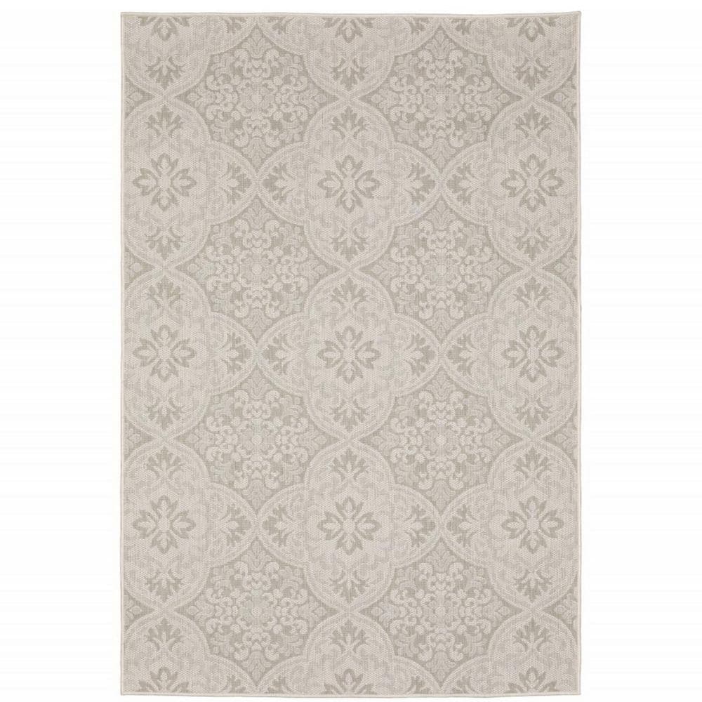 Gray, Ivory 7 ft. x 9 ft. Loomed Floral Polypropylene Rectangle Indoor/Outdoor Area Rug price history on PriceWatchPro