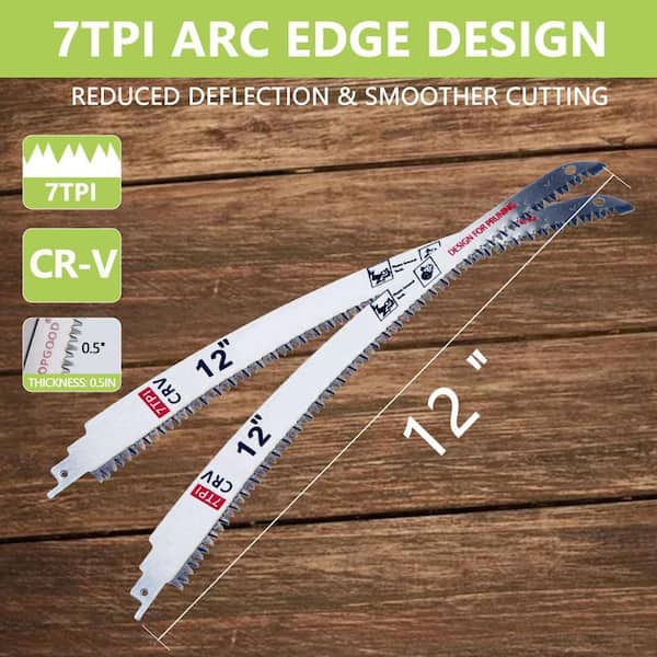 EZARC Japanese Teeth Reciprocating Saw Blades 12-in Arc Edge Wood Pruning Saw Blades 6TPI for Tree Trimming Wood Cutting 3 Pieces in the Reciprocating Saw Blades department at