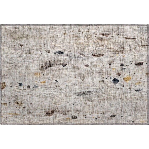 Mayfield Premium Machine Washable Abstract AMF2092 Linen 2 ft. x 3 ft. Accent Rug