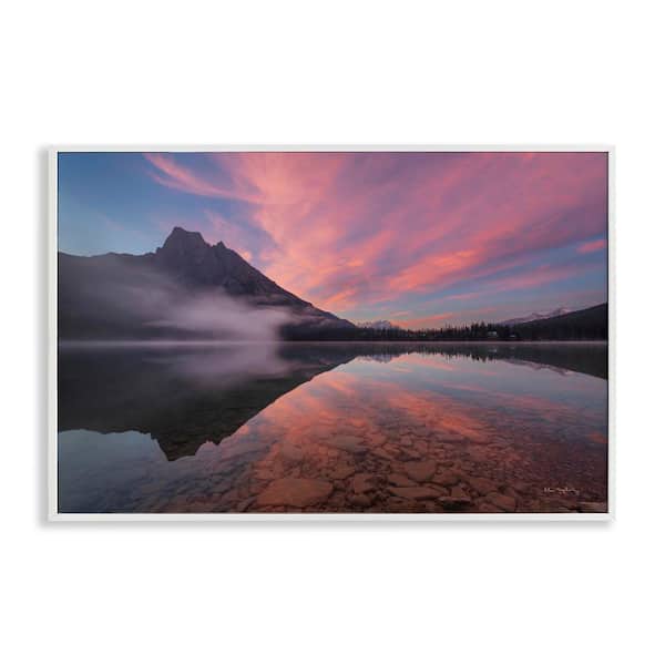 Stupell Industries Emerald Lake Sunset by Alan Majchrowicz White Framed Nature Giclee Art Print 12 in. x 18 in.