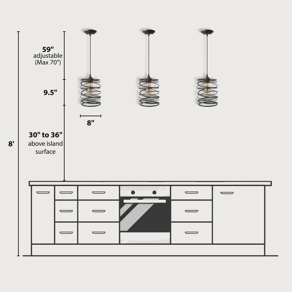 Mocha Antique Bronze Farmhouse Spiral Mini Pendant Light